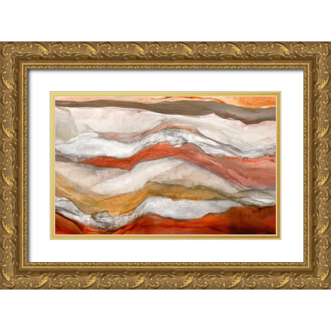 Waves Cinnamon Version Gold Ornate Wood Framed Art Print with Double Matting by PI Studio