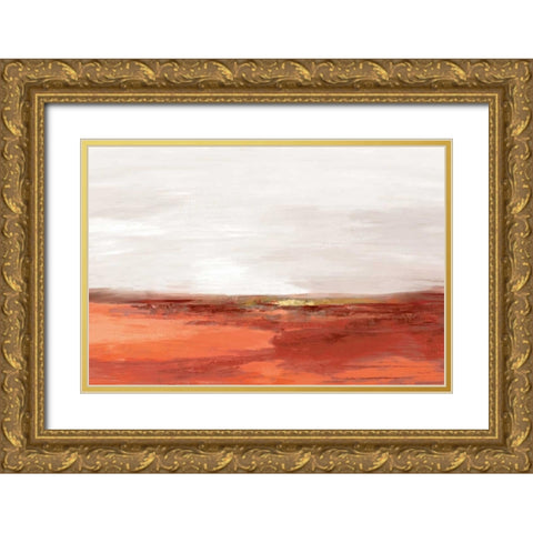 Pastoral Landscape Cinnamon Version Gold Ornate Wood Framed Art Print with Double Matting by PI Studio