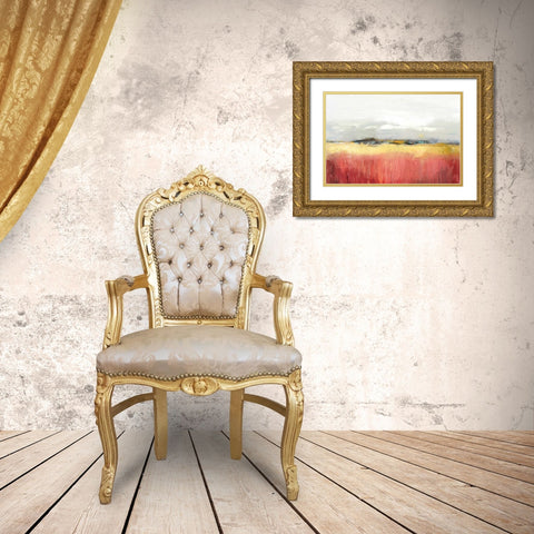 Yellow Landscape Gold Ornate Wood Framed Art Print with Double Matting by PI Studio