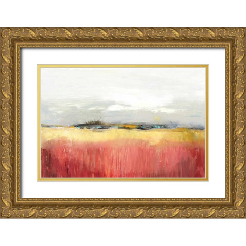 Yellow Landscape Gold Ornate Wood Framed Art Print with Double Matting by PI Studio