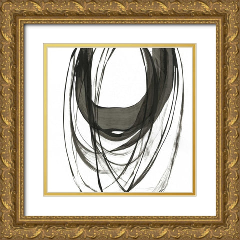 Black Streaks II Gold Ornate Wood Framed Art Print with Double Matting by PI Studio