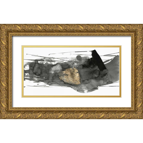Black Gesture I Gold Ornate Wood Framed Art Print with Double Matting by PI Studio