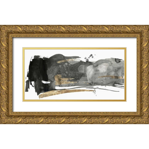 Black Gesture II Gold Ornate Wood Framed Art Print with Double Matting by PI Studio