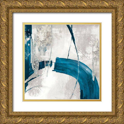 Black Ink I Indigo Version Gold Ornate Wood Framed Art Print with Double Matting by PI Studio