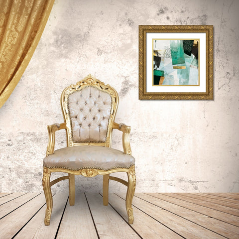 Transparent II Mint Version Gold Ornate Wood Framed Art Print with Double Matting by PI Studio