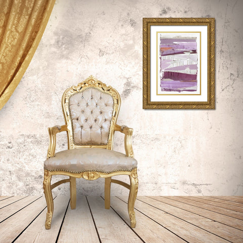 Collage IV Lavender Version Gold Ornate Wood Framed Art Print with Double Matting by PI Studio