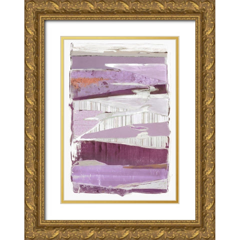 Collage IV Lavender Version Gold Ornate Wood Framed Art Print with Double Matting by PI Studio