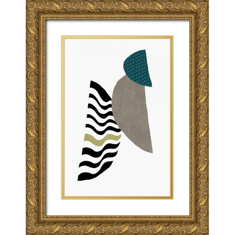 Wave Gold Ornate Wood Framed Art Print with Double Matting by PI Studio