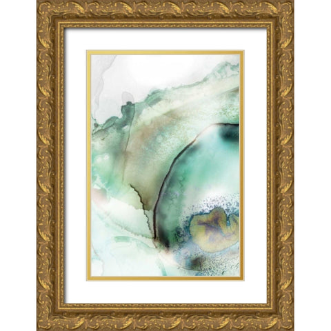 Mint Bubbles II Gold Ornate Wood Framed Art Print with Double Matting by PI Studio