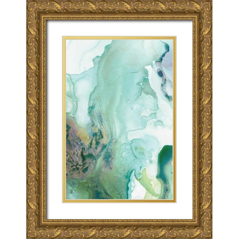 Mint Bubbles III Gold Ornate Wood Framed Art Print with Double Matting by PI Studio