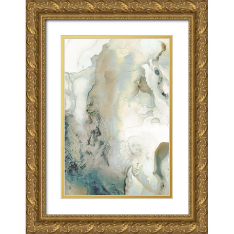 Mint Bubbles III Neutral Version Gold Ornate Wood Framed Art Print with Double Matting by PI Studio