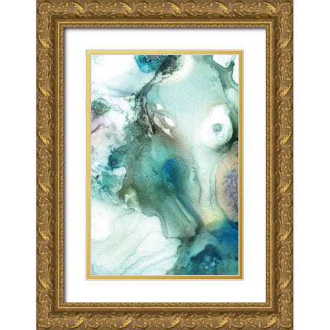 Mint Bubbles IV Gold Ornate Wood Framed Art Print with Double Matting by PI Studio