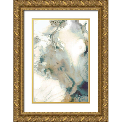 Mint Bubbles IV Neutral Version Gold Ornate Wood Framed Art Print with Double Matting by PI Studio