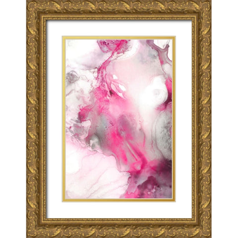 Mint Bubbles IV Blush Version Gold Ornate Wood Framed Art Print with Double Matting by PI Studio