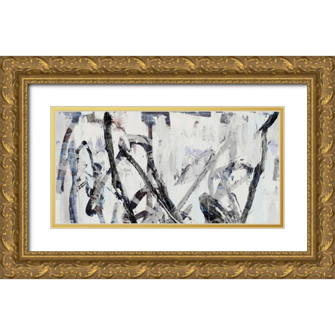 Gestural I Gold Ornate Wood Framed Art Print with Double Matting by PI Studio