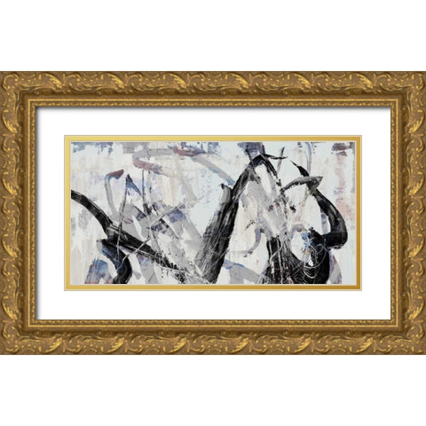 Gestural II Gold Ornate Wood Framed Art Print with Double Matting by PI Studio