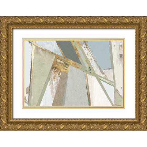 Warm Geometric I Neutral Version Gold Ornate Wood Framed Art Print with Double Matting by PI Studio
