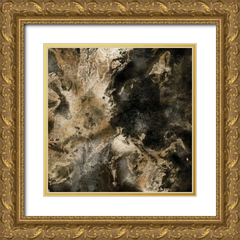 Gold Marbled Abstract III Gold Ornate Wood Framed Art Print with Double Matting by PI Studio