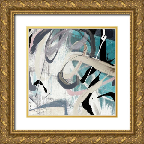 Tangled I Teal Version Gold Ornate Wood Framed Art Print with Double Matting by PI Studio
