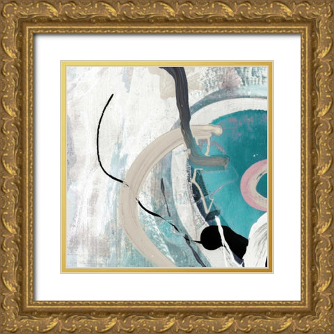 Tangled II Teal Version Gold Ornate Wood Framed Art Print with Double Matting by PI Studio