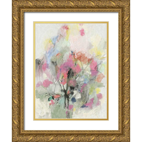 Pastel Floral I Gold Ornate Wood Framed Art Print with Double Matting by PI Studio