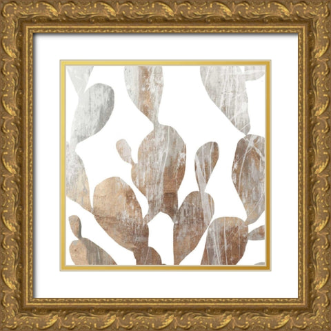 Marble Foliage II Gold Ornate Wood Framed Art Print with Double Matting by PI Studio
