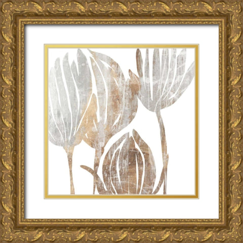 Marble Foliage III Gold Ornate Wood Framed Art Print with Double Matting by PI Studio