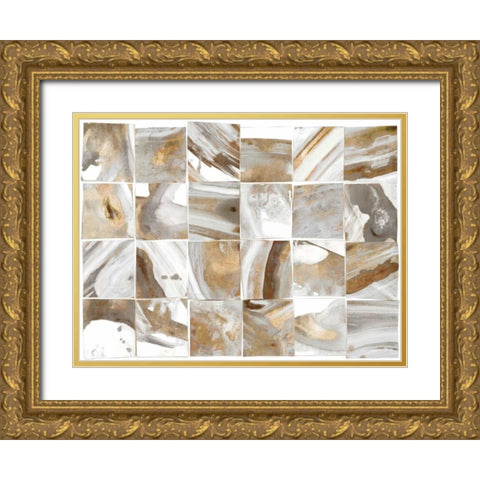 Marbled Tiles Gold Ornate Wood Framed Art Print with Double Matting by PI Studio