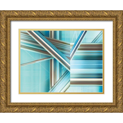 Glitchy I Gold Ornate Wood Framed Art Print with Double Matting by PI Studio