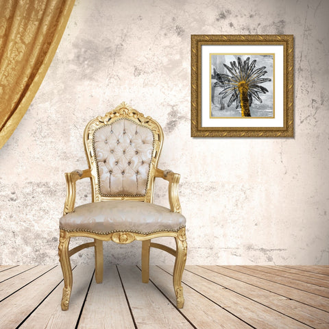 Palm Leaves Gold Ornate Wood Framed Art Print with Double Matting by PI Studio