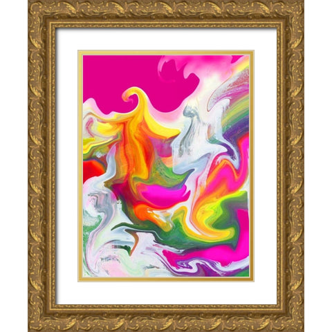 Liquified II Gold Ornate Wood Framed Art Print with Double Matting by PI Studio