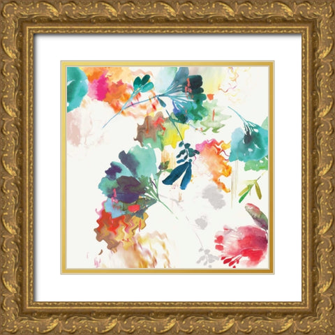 Glitchy Floral II Gold Ornate Wood Framed Art Print with Double Matting by PI Studio