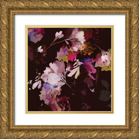 Glitchy Floral IV Gold Ornate Wood Framed Art Print with Double Matting by PI Studio