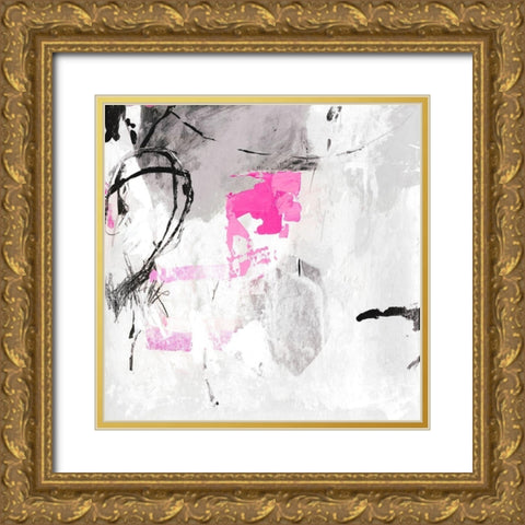 Gray Pink I Gold Ornate Wood Framed Art Print with Double Matting by PI Studio