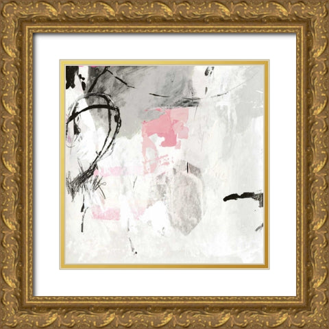 Gray Pink I Gold Ornate Wood Framed Art Print with Double Matting by PI Studio