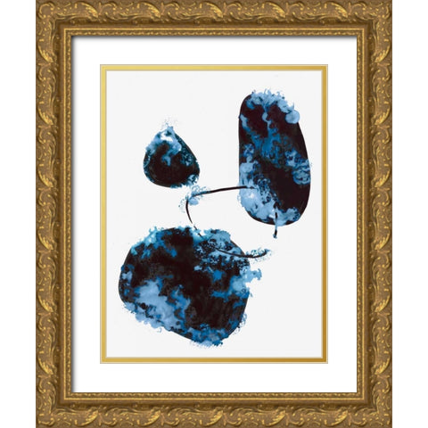 Blue Stone I Gold Ornate Wood Framed Art Print with Double Matting by PI Studio