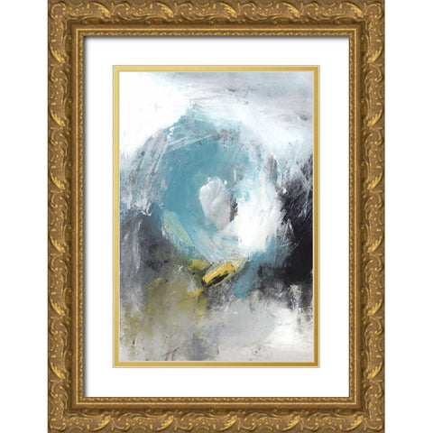 Aquamarine II Gold Ornate Wood Framed Art Print with Double Matting by PI Studio