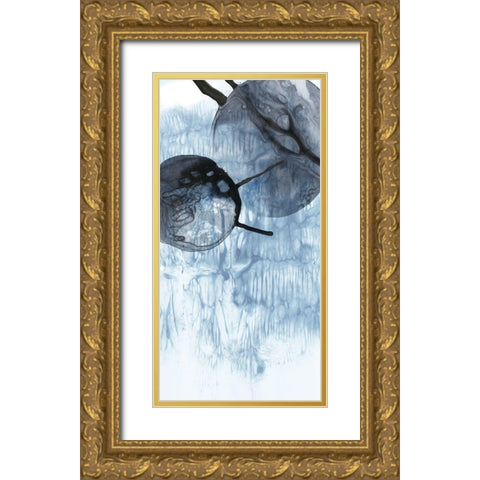 Dripping Circles II Gold Ornate Wood Framed Art Print with Double Matting by PI Studio