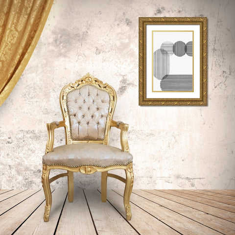 Gray on Gray II Gold Ornate Wood Framed Art Print with Double Matting by PI Studio