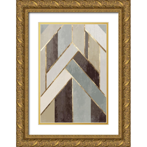 Golden Lines I Gold Ornate Wood Framed Art Print with Double Matting by PI Studio