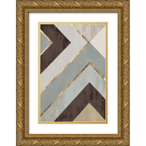 Golden Lines II Gold Ornate Wood Framed Art Print with Double Matting by PI Studio