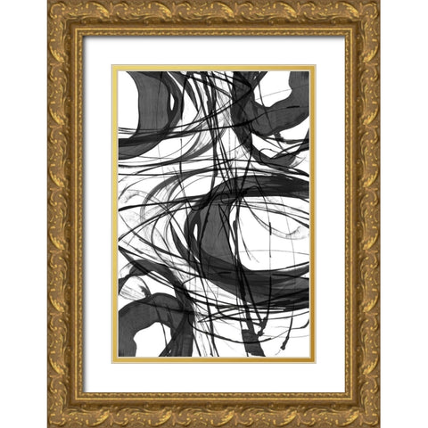 Swirling I Gold Ornate Wood Framed Art Print with Double Matting by PI Studio