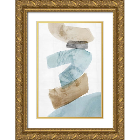 Tilted II Gold Ornate Wood Framed Art Print with Double Matting by PI Studio