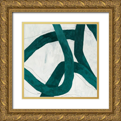 Green Bow I Gold Ornate Wood Framed Art Print with Double Matting by PI Studio