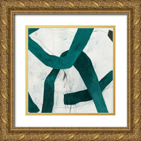 Green Bow II Gold Ornate Wood Framed Art Print with Double Matting by PI Studio