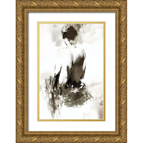 Ink Lady  Gold Ornate Wood Framed Art Print with Double Matting by PI Studio