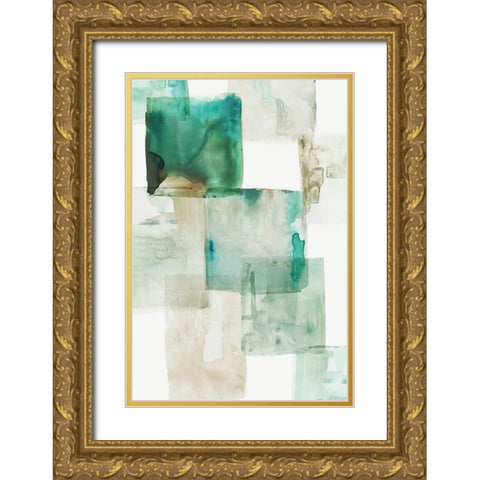 Aperture II Green Version Gold Ornate Wood Framed Art Print with Double Matting by PI Studio