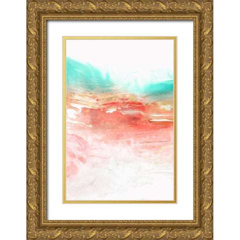 Earth Neon I Gold Ornate Wood Framed Art Print with Double Matting by PI Studio