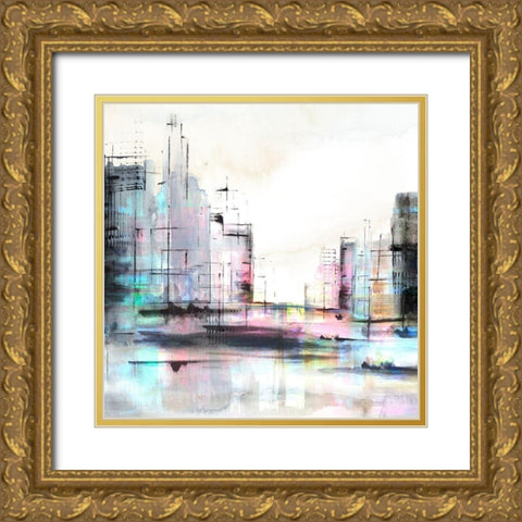 Neon City Gold Ornate Wood Framed Art Print with Double Matting by PI Studio