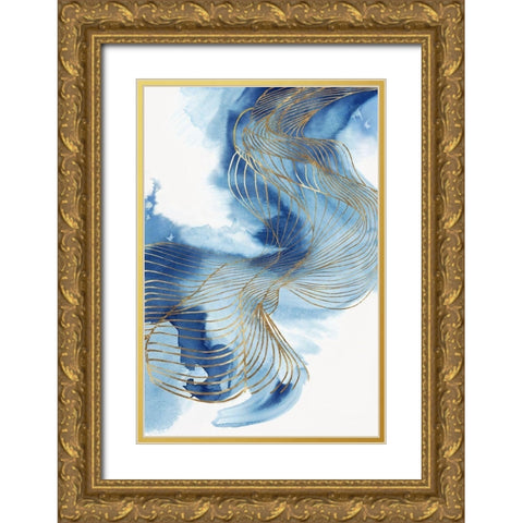 Celestial Blue I  Gold Ornate Wood Framed Art Print with Double Matting by PI Studio